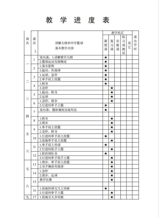中学生篮球训练计划表图片大全